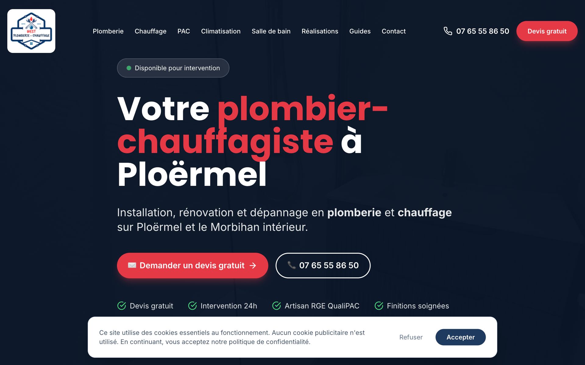 Site de West Plomberie Chauffage